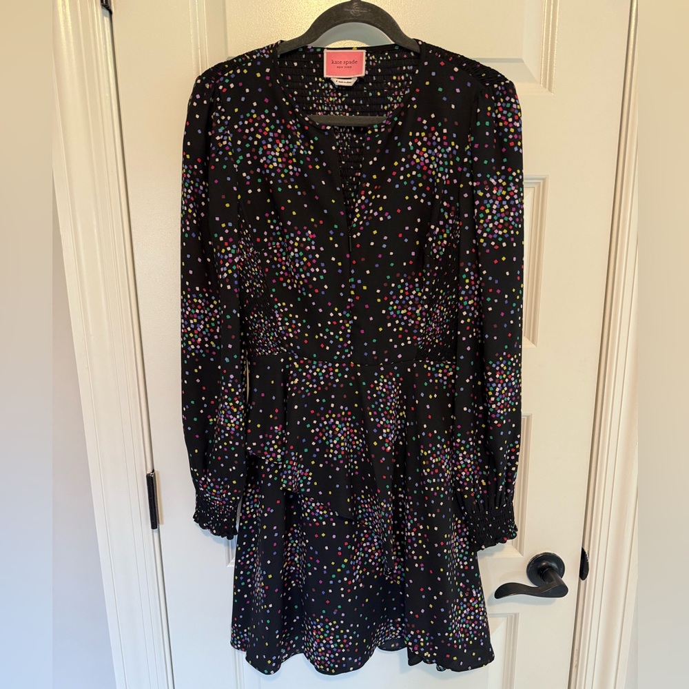 Kate spade long sleeve black/colorful dress